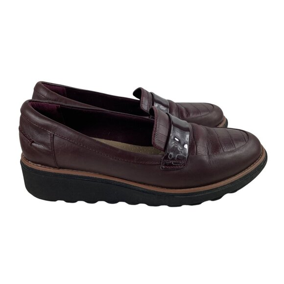 Clarks Collection Sharon Gracie Women’s Size 7.5W Loafer Shoes Burgundy Slip On - Picture 3 of 13